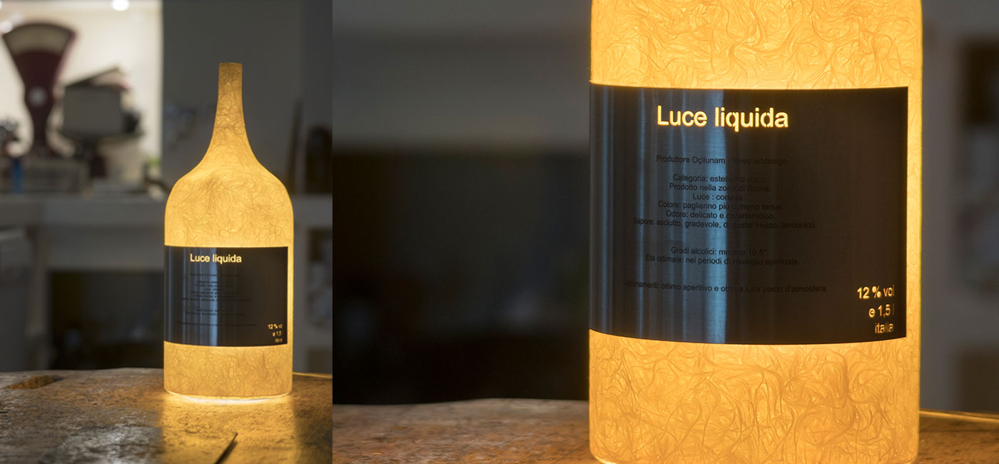 Lampada Da Tavolo Luce Liquida 1 In-Es Artdesign Collezione Luna Colore Arancia Dimensione 35 Cm Diam. Ø 13 Cm