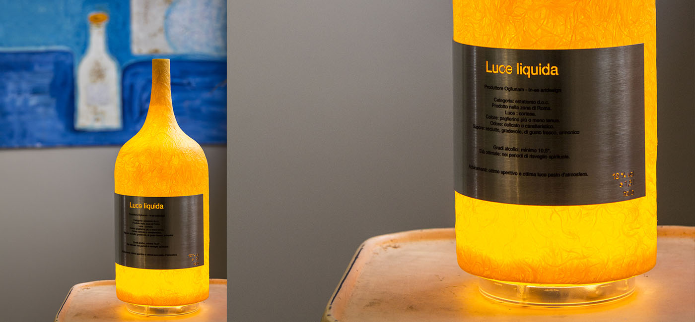 Table Lamp Luce Liquida 1 Battery In-Es Artdesign Collection Battery Color Orange Size 35 Cm Diam. Ø 13 Cm