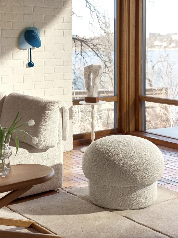 Pouf Uno Design House Stockholm Cream diametro 65 cm