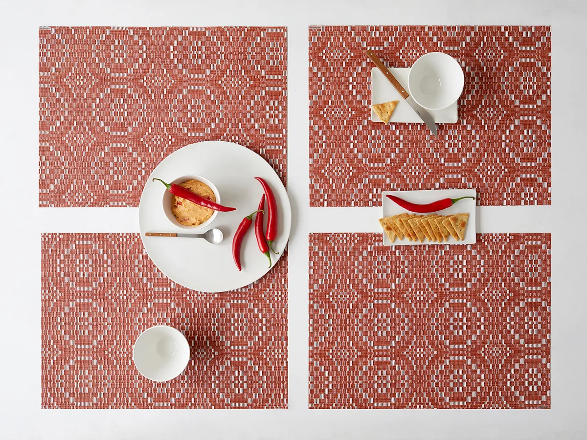 Chilewich Overshot Paprika Rectangular Placemat 36 cm x 48 cm