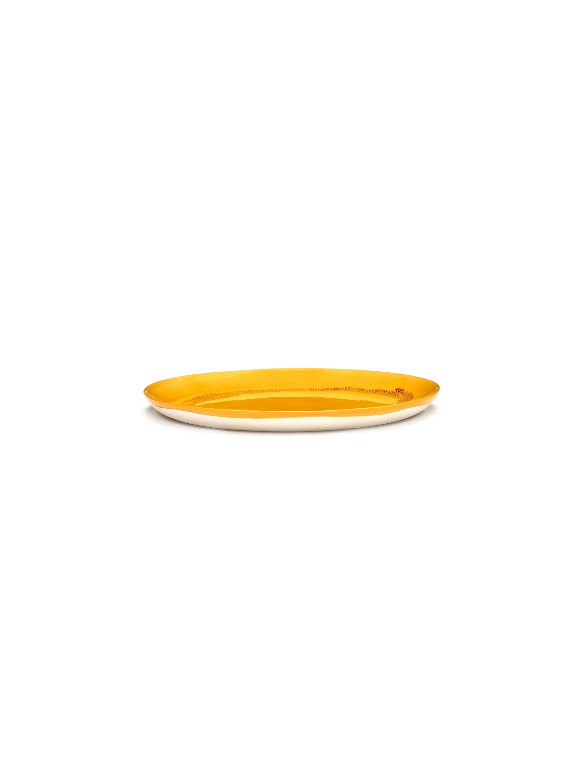 Plate L Yellow-Stripes Red Feast by Serax L 26.5 W 26.5 H 2 CM