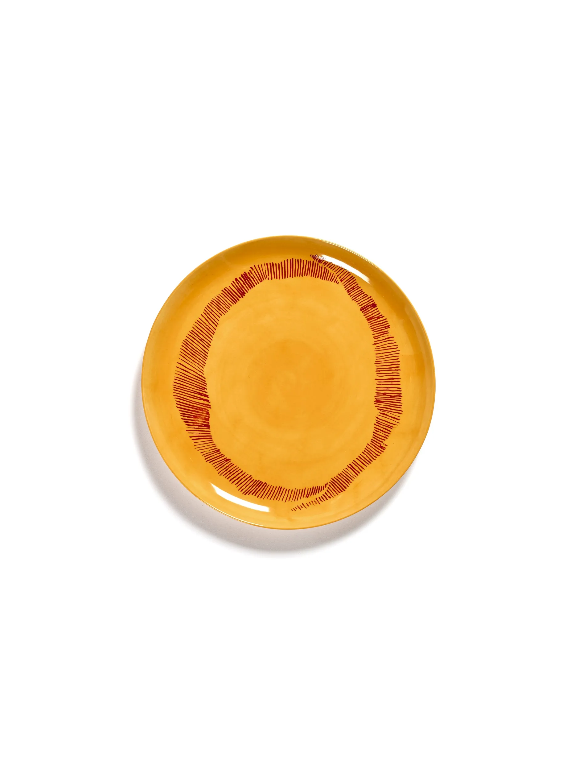 Plate L Yellow-Stripes Red Feast by Serax L 26.5 W 26.5 H 2 CM