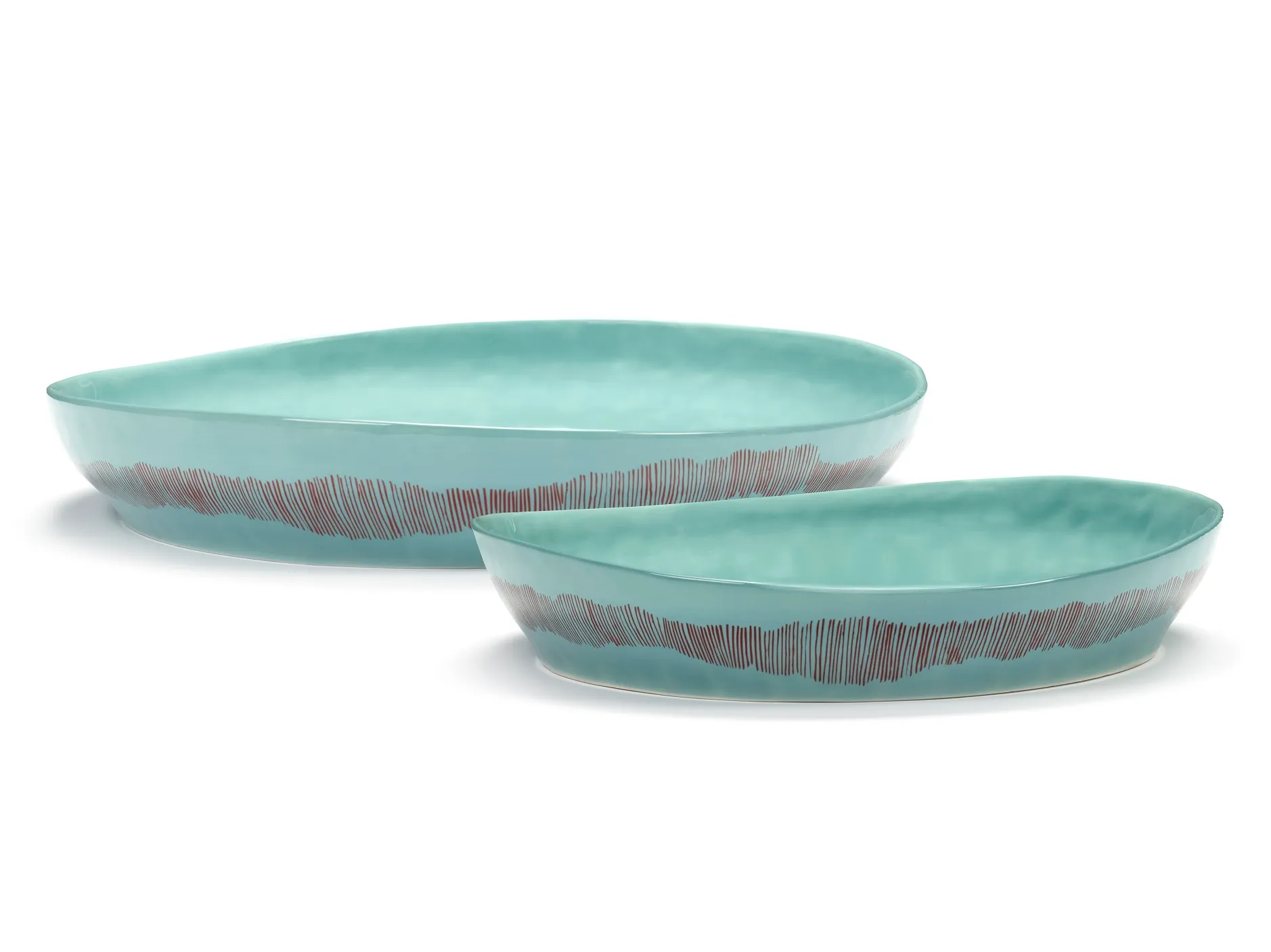 Serving Plate S Azure-Stripes Red Feast by Serax L 30 W 29.5 H 6 CM