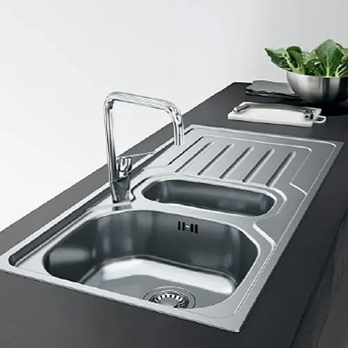 Franke OLX 651 Onda Line Sink 1 and 1/2 bowl built-in 100 x 50 with right drainer satin stainless steel