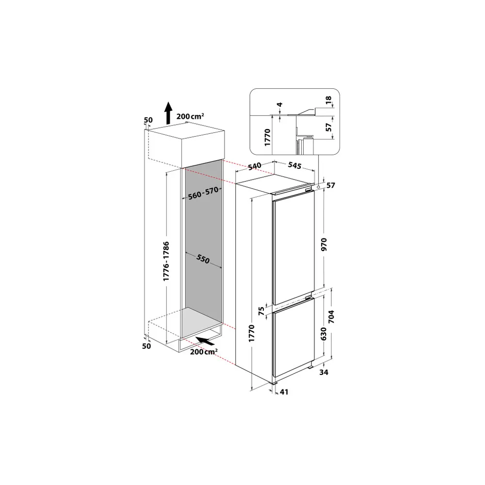 Whirlpool Built-in Combined Refrigerator - ART 66001