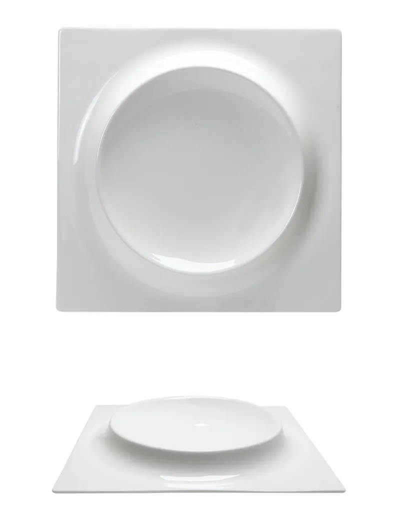 Square Plate With Relief 25x25 cm Gourmet Bone China