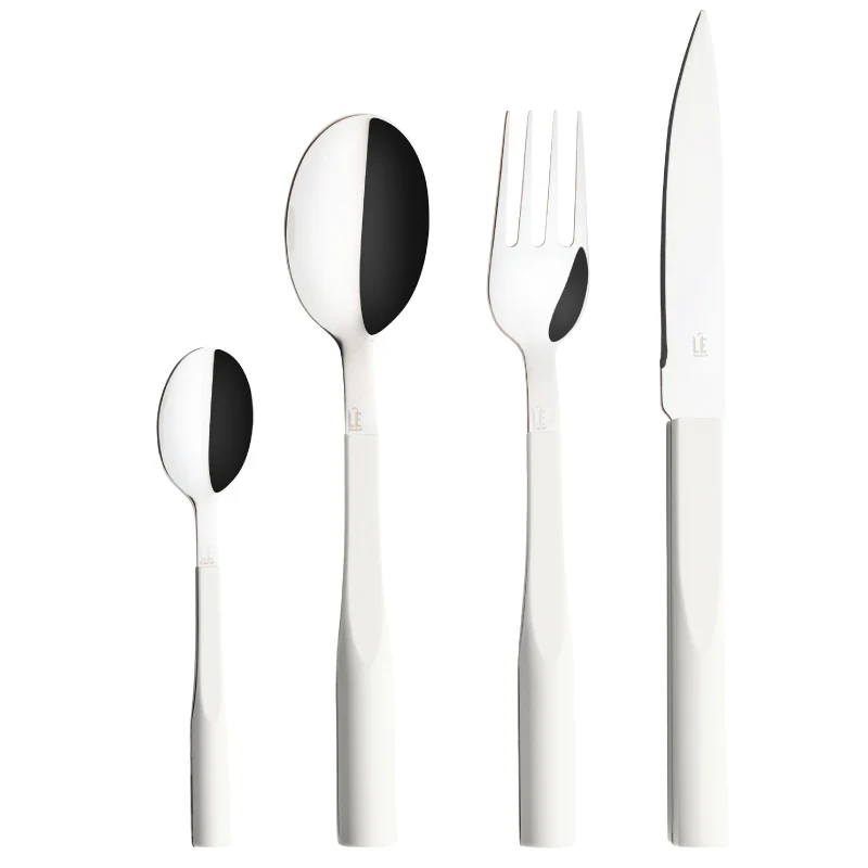 Cutlery set for 24 place settings Degrenne L'E STARCK Blanc Navet